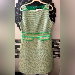 J Crew new with tags Tweed Dress with Neon Piping. Color: Seaweed Tweed